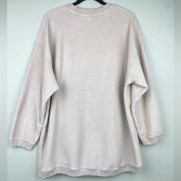 AERIE Women's Medium Oversized Ribbed Knit Textured Pullover Sweater Pale Pink - Picture 11 of 14